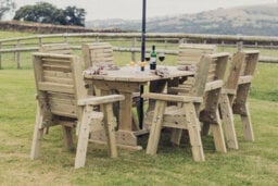 Churnet Valley Garden Furniture Ltd Ergo Table And Chair Set - Sits 6 Wooden Garden Dining Furniture With 6 Chairs - L250 X W290 X H105 Cm - Minimal Assembly Required - thumbnail 2