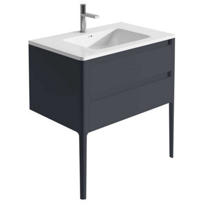 Plum&clay Sutton Blue Grey Floor Standing Bathroom Vanity Unit With Integrated Resin Basin (W)790mm (H)830mm - image 1