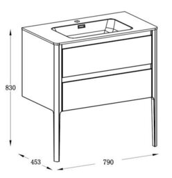 Plum&clay Sutton Blue Grey Floor Standing Bathroom Vanity Unit With Integrated Resin Basin (W)790mm (H)830mm - thumbnail 7