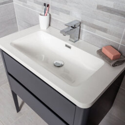Plum&clay Sutton Blue Grey Floor Standing Bathroom Vanity Unit With Integrated Resin Basin (W)790mm (H)830mm - thumbnail 4