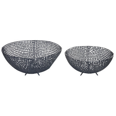 Beliani Set Of 2 Bowls Krukut Metal Black - image 1