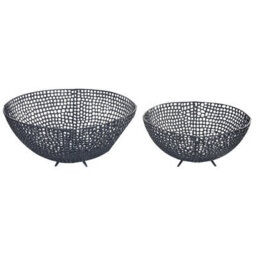 Beliani Set Of 2 Bowls Krukut Metal Black - thumbnail 1