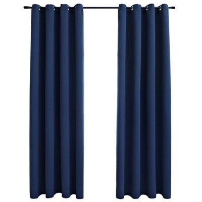 Berkfield Elegant Blackout Curtains With Metal Rings 2 Pcs Blue 140X245 Cm