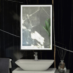 RAK Ceramics Rak Picture Square 500X700 Matt Black Led Illuminated Bathroom Mirror With Touch Sensor, Ip44 Rated