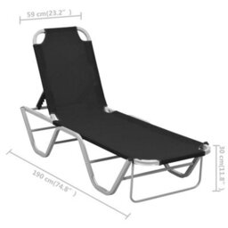 Berkfield Sun Lounger Aluminium And Textilene Black - thumbnail 8