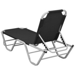 Berkfield Sun Lounger Aluminium And Textilene Black - thumbnail 4