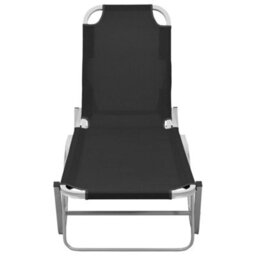 Berkfield Sun Lounger Aluminium And Textilene Black - thumbnail 3