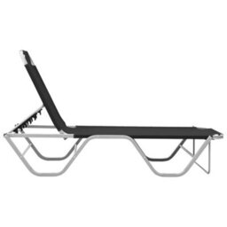 Berkfield Sun Lounger Aluminium And Textilene Black - thumbnail 2
