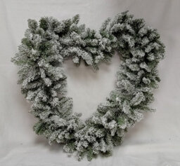 Everlands Snowy Heart Christmas Door Wreath Large Artificial Door Decoration 50Cm 528 Tips - thumbnail 3