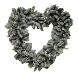 Everlands Snowy Heart Christmas Door Wreath Large Artificial Door Decoration 50Cm 528 Tips - thumbnail 4
