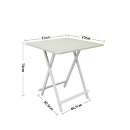 Living And Home Outdoor Heavy Duty Square White Wooden Tabletop Folding Table With Metal Leg 70X70Cm - thumbnail 6