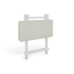 Living And Home Outdoor Heavy Duty Square White Wooden Tabletop Folding Table With Metal Leg 70X70Cm - thumbnail 4