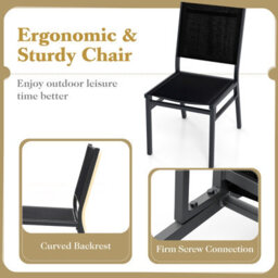 Costway Outdoor Dining Chairs Patio Armless Chair Lightweight Metal Chair - thumbnail 7