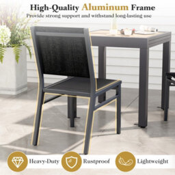 Costway Outdoor Dining Chairs Patio Armless Chair Lightweight Metal Chair - thumbnail 6