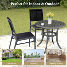Costway Outdoor Dining Chairs Patio Armless Chair Lightweight Metal Chair - thumbnail 8