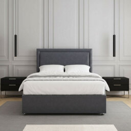 REGIONAL FURNISHINGS Divan Bed Set Steel Plush Velvet Upholstered 24Inch Headboard & 2Drawers Sameside & No Mattress In 3Ft 4Ft 4Ft6 5Ft 6Ft Sizes - thumbnail 3