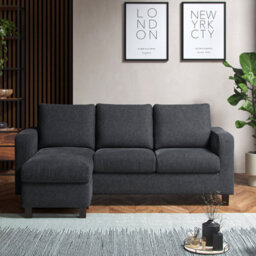 Furnishings For Less UK York Grey Turin Fabric Reversible L Shaped 3 Seater Corner Sofa - thumbnail 6