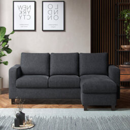 Furnishings For Less UK York Grey Turin Fabric Reversible L Shaped 3 Seater Corner Sofa - thumbnail 5