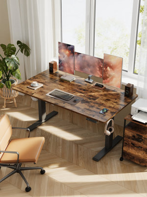 Vasagle 140 X 80 Cm Height Adjustable Desk, Electric Standing Desk With Usb C Port, Sedentary Reminder, Rustic Brown - image 1