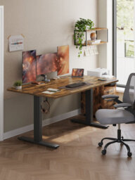Vasagle 140 X 80 Cm Height Adjustable Desk, Electric Standing Desk With Usb C Port, Sedentary Reminder, Rustic Brown - thumbnail 5