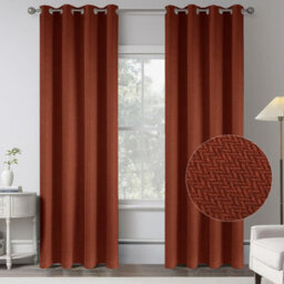 Aspire Homeware Rust Linen 100% Blackout Curtain Thermal Insulated Eyelet Curtain Pair ((W) 168Cm X (D)228Cm With Tie Back - thumbnail 1