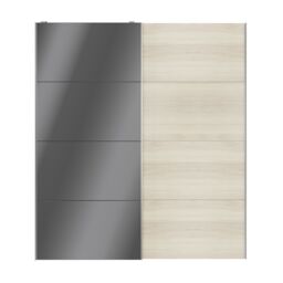 GoodHome Atomia Contemporary Panelled Without Mirror Doors Anthracite Oak Effect High Gloss 2 Door Sliding Wardrobe Door Kit (H)2250mm (W)2000mm - thumbnail 2
