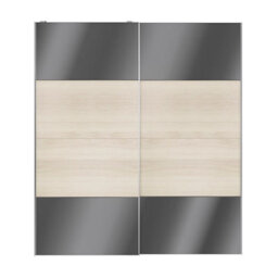 GoodHome Atomia Contemporary Panelled Without Mirror Doors Anthracite Oak Effect High Gloss 2 Door Sliding Wardrobe Door Kit (H)2250mm (W)2000mm - thumbnail 1