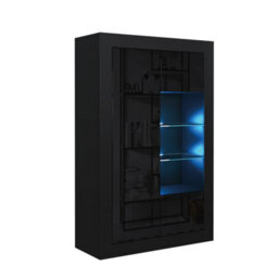 Display Cabinet Arcadia 140Cm - Black With Gloss Doors And Led Lights - thumbnail 5
