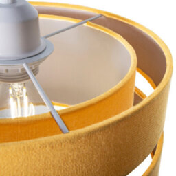 Happy Homewares Contemporary 14 Ochre Linen Fabric Triple Tier Ceiling Pendant Lamp Shade - thumbnail 3