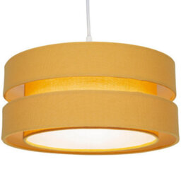 Happy Homewares Contemporary 14 Ochre Linen Fabric Triple Tier Ceiling Pendant Lamp Shade