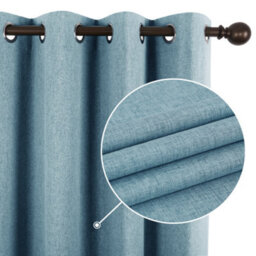 Deconovo Linen Look Thermal Insulated Top Ring Blackout Curtains With Coating Back Layer 52X90 Inch Blue Grey Set Of 2 - thumbnail 2