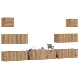 Berkfield 7 Piece Tv Cabinet Set Wall-Mounted Artisan Oak Engineered Wood - thumbnail 1