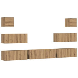 Berkfield 7 Piece Tv Cabinet Set Wall-Mounted Artisan Oak Engineered Wood - thumbnail 2