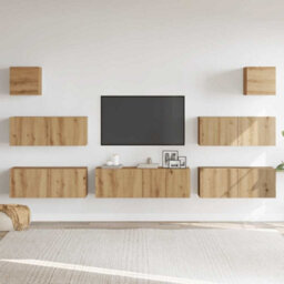 Berkfield 7 Piece Tv Cabinet Set Wall-Mounted Artisan Oak Engineered Wood - thumbnail 3