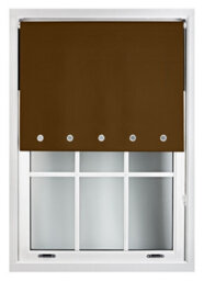 Furnished Thermal Blackout Roller Blinds With Round Eyelets & Metal Fittings - Brown (W)155Cm (L)210Cm - thumbnail 2