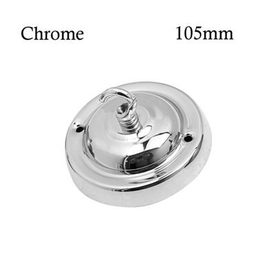 Modern Chrome Ceiling Rose 105mm With Hook Heavy Duty Decorative Light Pendant Cover Canopy For Ceiling Lights Lamps Chandeliers - image 1
