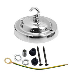 Modern Chrome Ceiling Rose 105mm With Hook Heavy Duty Decorative Light Pendant Cover Canopy For Ceiling Lights Lamps Chandeliers - thumbnail 5