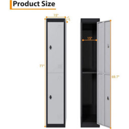 "Metal Locker Storage Cabinet Cupboard 71"" Tall Lockable Metal Locker With 2 Door" - thumbnail 2