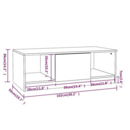 Berkfield Stylish Coffee Table White 102X50X36 Cm Engineered Wood - thumbnail 8