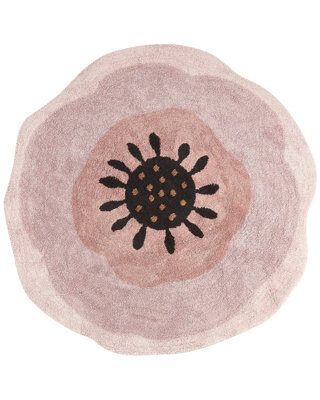 Wyld And Coco Pink Cotton Round Rug 140Cm - Boho Flower Design For Kids Rooms And Play Areas - image 1