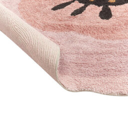 Wyld And Coco Pink Cotton Round Rug 140Cm - Boho Flower Design For Kids Rooms And Play Areas - thumbnail 4