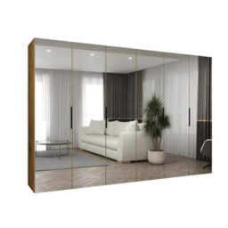Arte Oak Artisan Marbella Iii Hinged Door Wardrobe 300Cm - Grand Mirrored Wardrobe With Classic Woodgrain - thumbnail 2