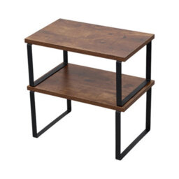 Living And Home Black And Brown Set Of 2 Stackable Kitchen Spice Storage Racks Countertop Shelves