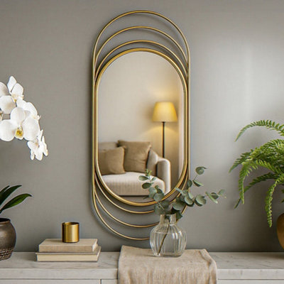 Madison & Mayfair Timeless Antique Gold Oval Metal Mirror