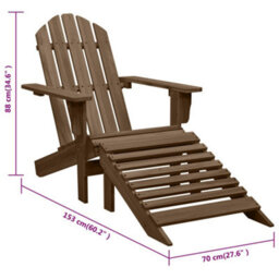 Berkfield Garden Chair With Ottoman Wood Brown - thumbnail 8