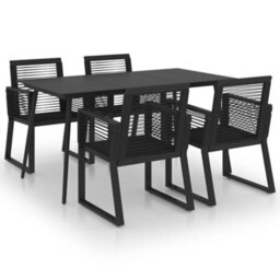 Berkfield 5 Piece Outdoor Dining Set Pvc Rattan Black - thumbnail 2