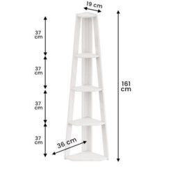 Mercers Furniture Corona White Corner Ladder Bookcase Open Leaning Shelving Display Unit Solid Wood Mexican Pine Wooden - thumbnail 2