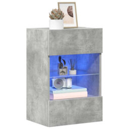 Vidaxl Wall Cabinets With Led Lights For Tv 2 Pcs Concrete Grey 40X30X60.5 Cm - thumbnail 4