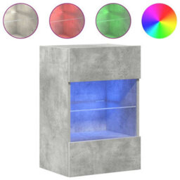 Vidaxl Wall Cabinets With Led Lights For Tv 2 Pcs Concrete Grey 40X30X60.5 Cm - thumbnail 5