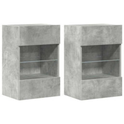 Vidaxl Wall Cabinets With Led Lights For Tv 2 Pcs Concrete Grey 40X30X60.5 Cm - thumbnail 2